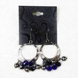 GNW Cluster Drop Earrings Blue Hematite NEW